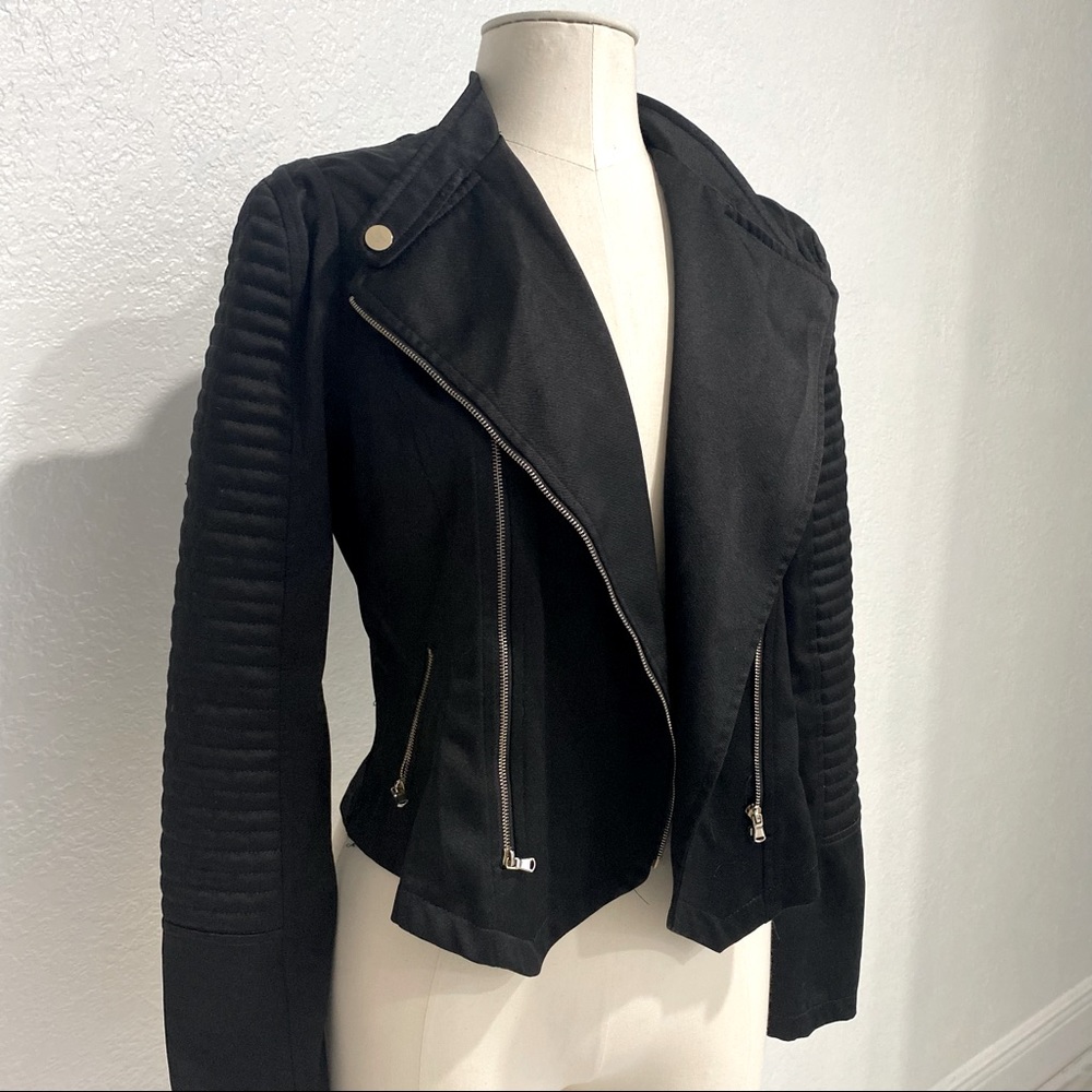 black motorcycle structured jacket